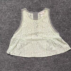 BCBGeneration Women Blouse Off White Floral Lace Sleeveless Scoop Neck Lined XXS